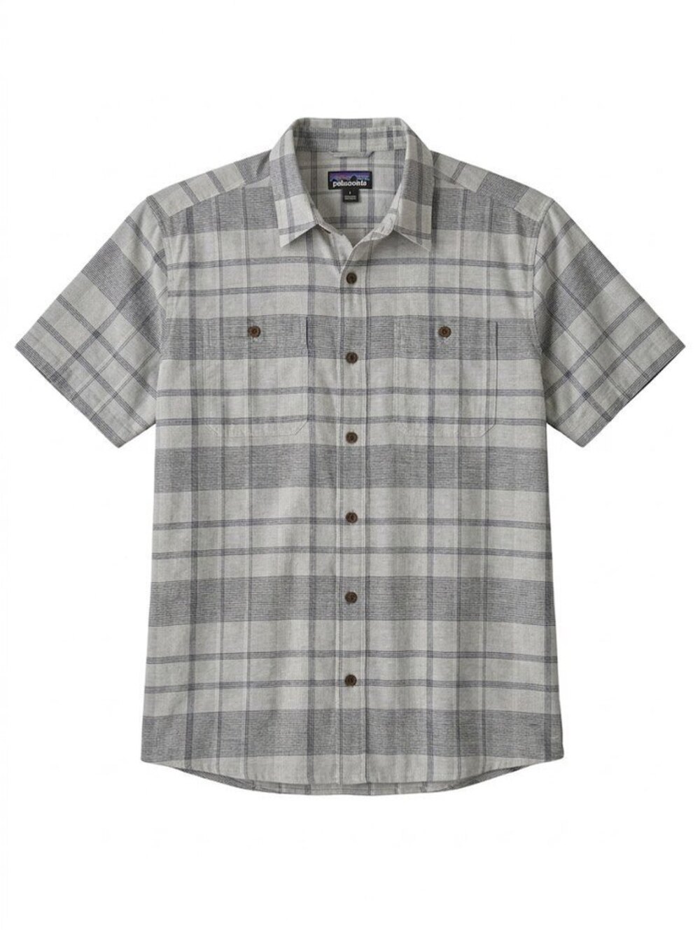 Patagonia Back Step Shirt Men’s XL Salt Grey Plaid Hemp Organic Cotton